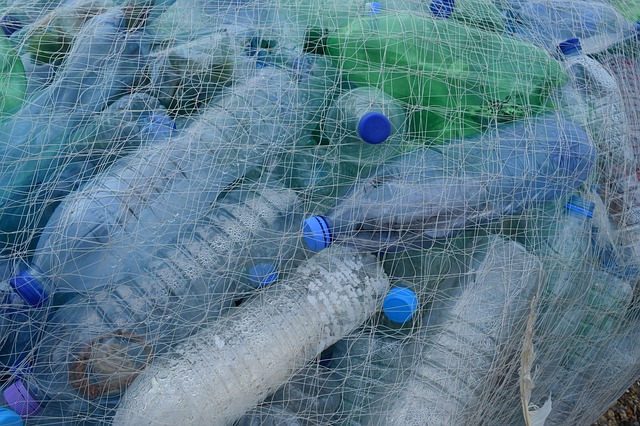 bottiglie di plastica in rete
