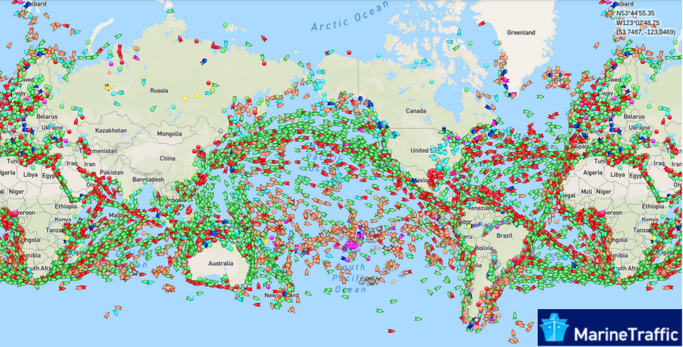 Mappa delle rotte marine