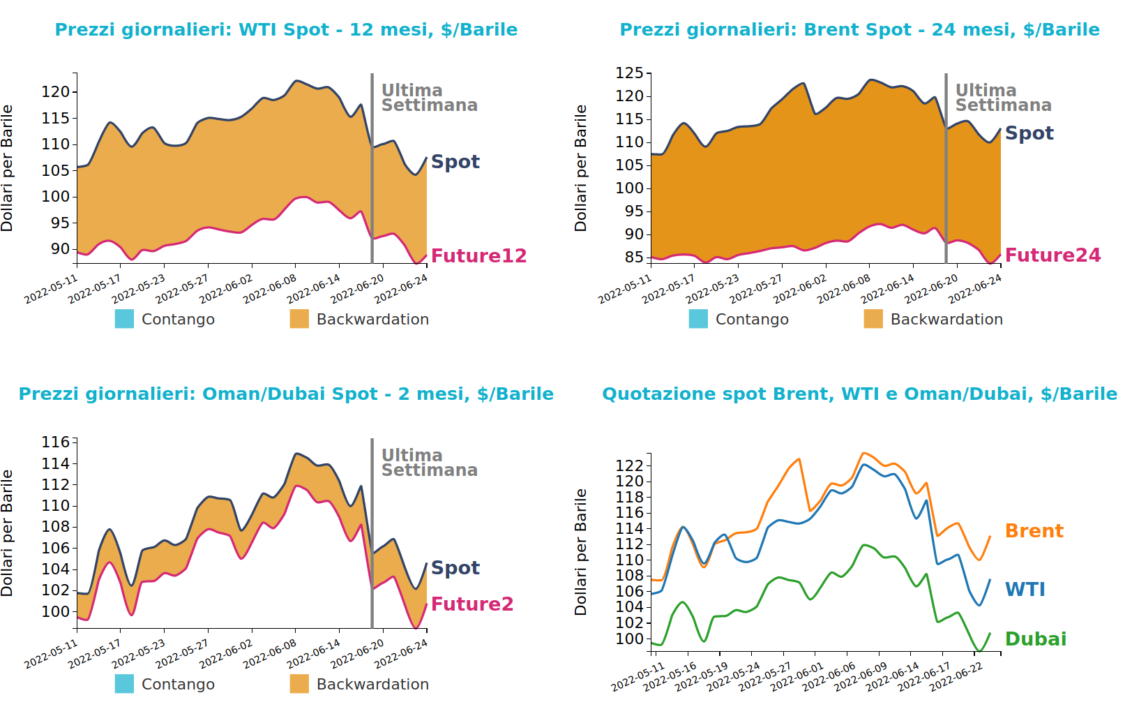 Grafico 1 : Andamento prezzo del petrolio Andamento prezzo del petrolio