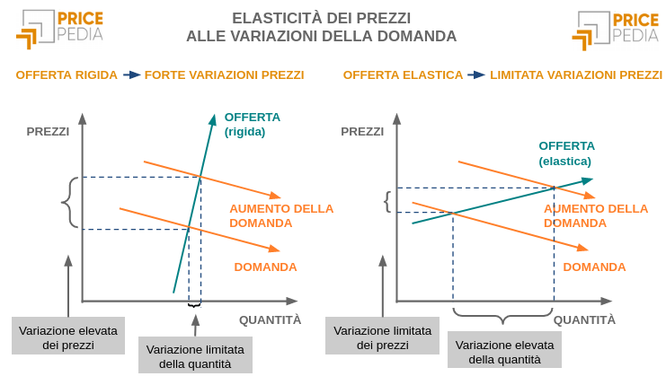 Schema della elasticità dei prezzi alle variazioni della domanda Schema della elasticità dei prezzi alle variazioni della domanda