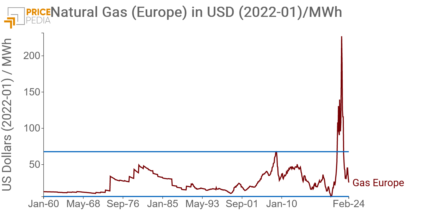 European Natural Gas in USD (2022-01)/MWh European Natural Gas in USD (2022-01)/MWh