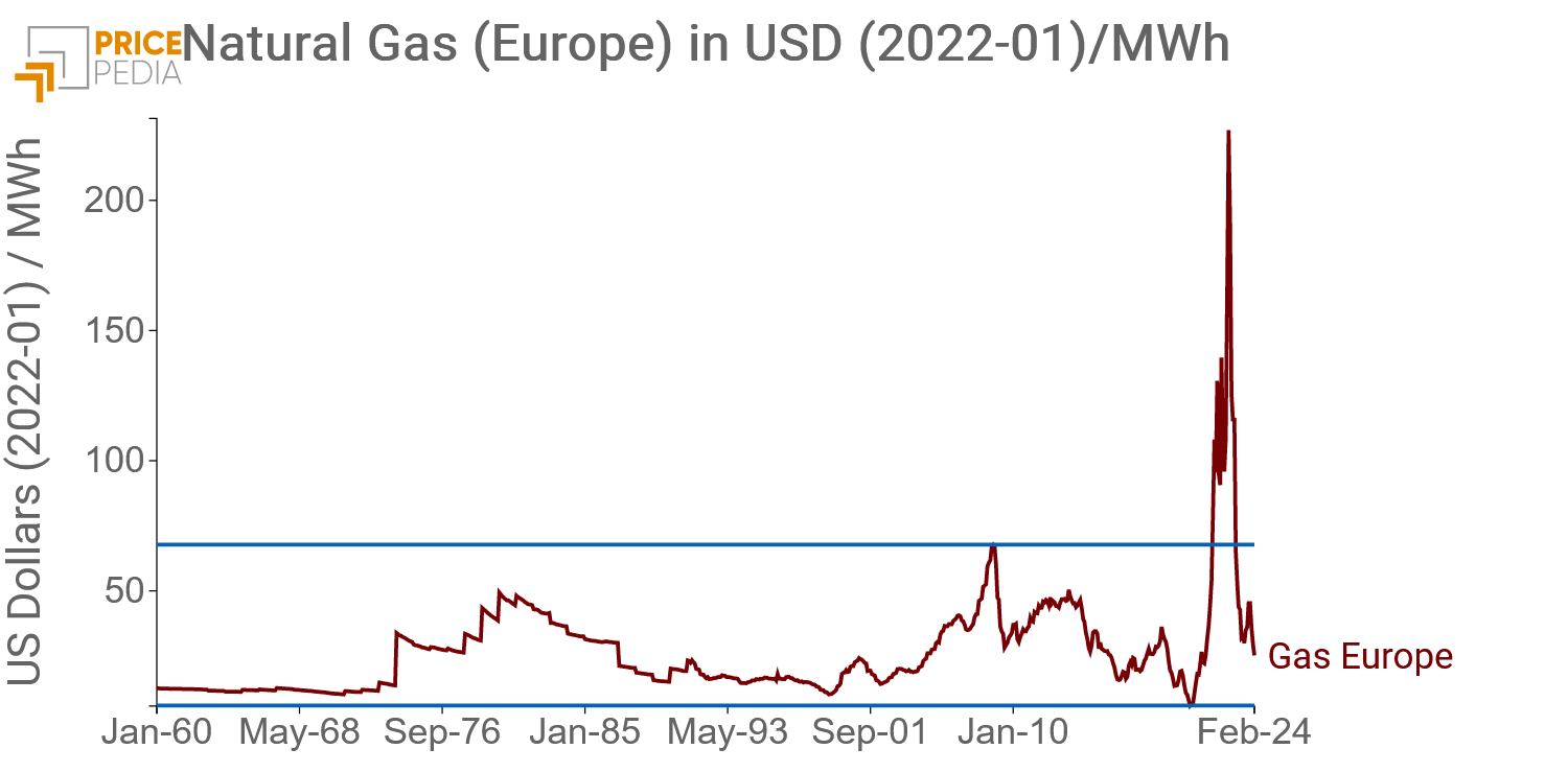 European Natural Gas in USD (2022-01)/MWh